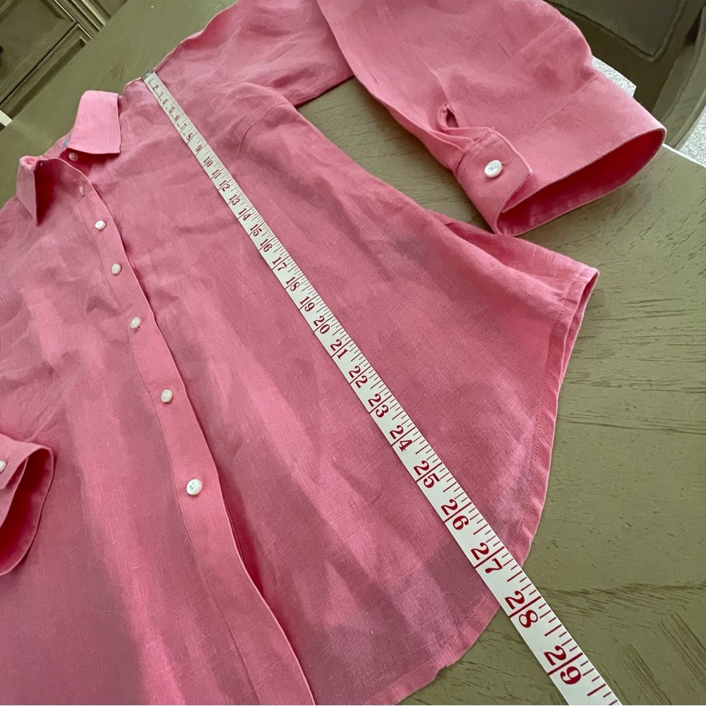 J.McLaughlin Linen Button Down Shirt Long Sleeve Pink 12 - Picture 7 of 7